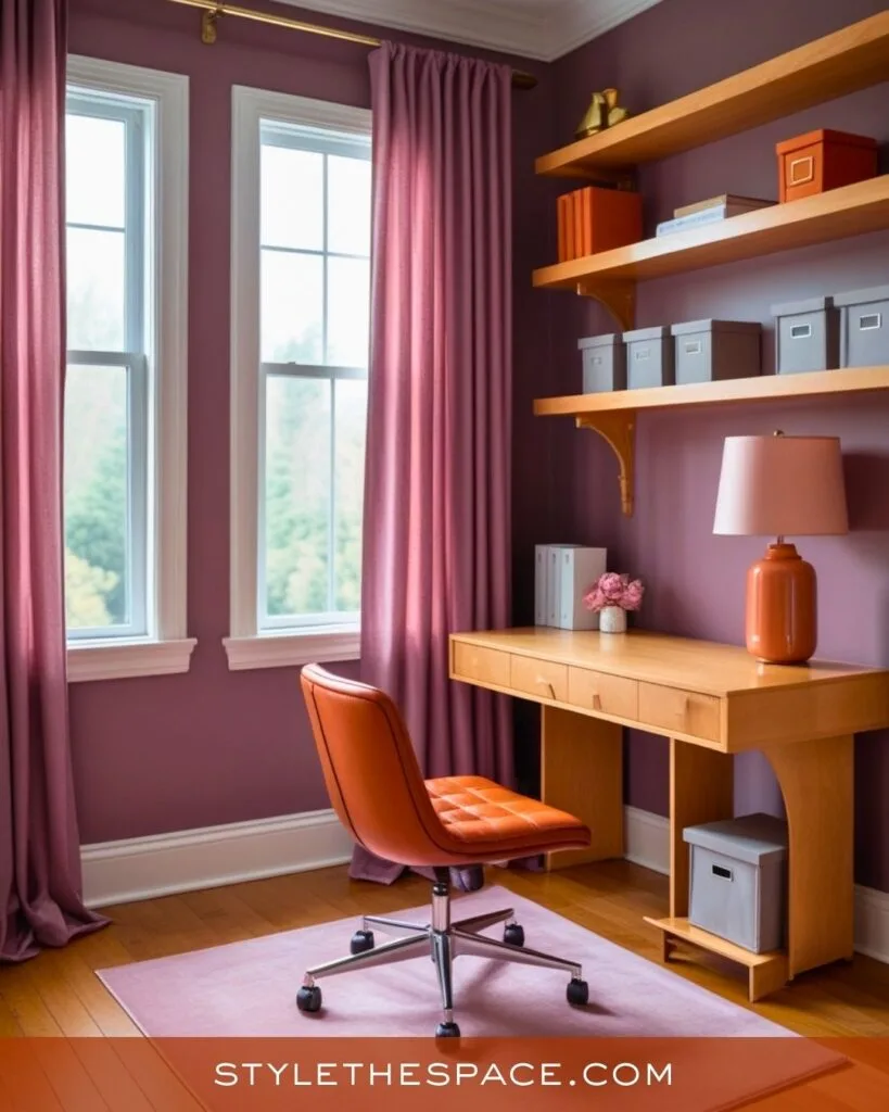 Burnt Orange and Mauve Home Office Harmony