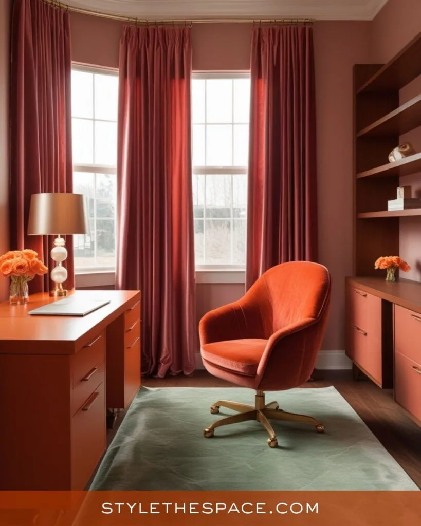 Soft Pink and Burnt Orange Home Office Glow