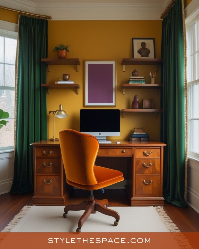Rich Burnt Orange Office With Classic Warmth