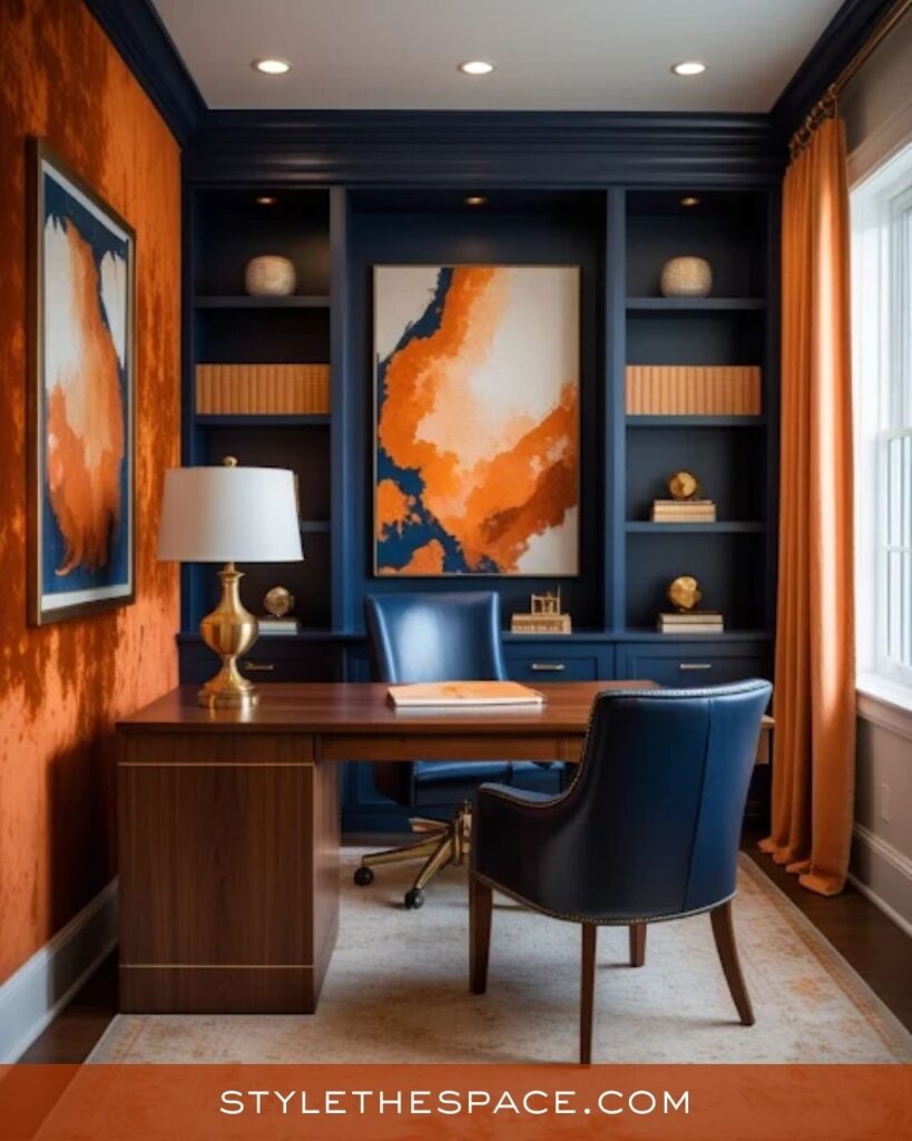 Deep Navy and Burnt Orange Executive Office