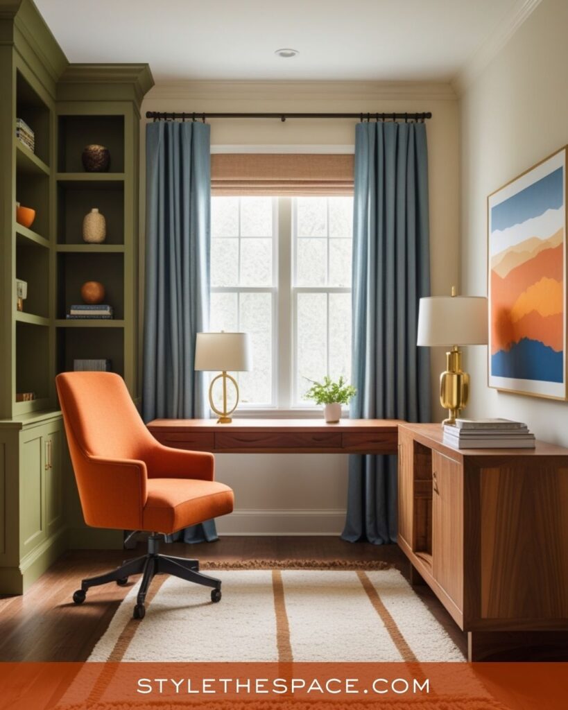 Soft Green and Burnt Orange Office Blend