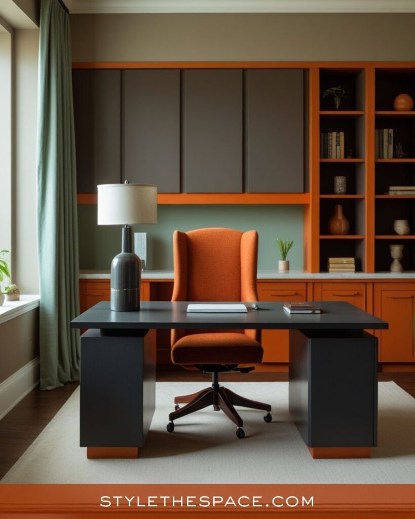 Modern Burnt Orange Executive Workspace