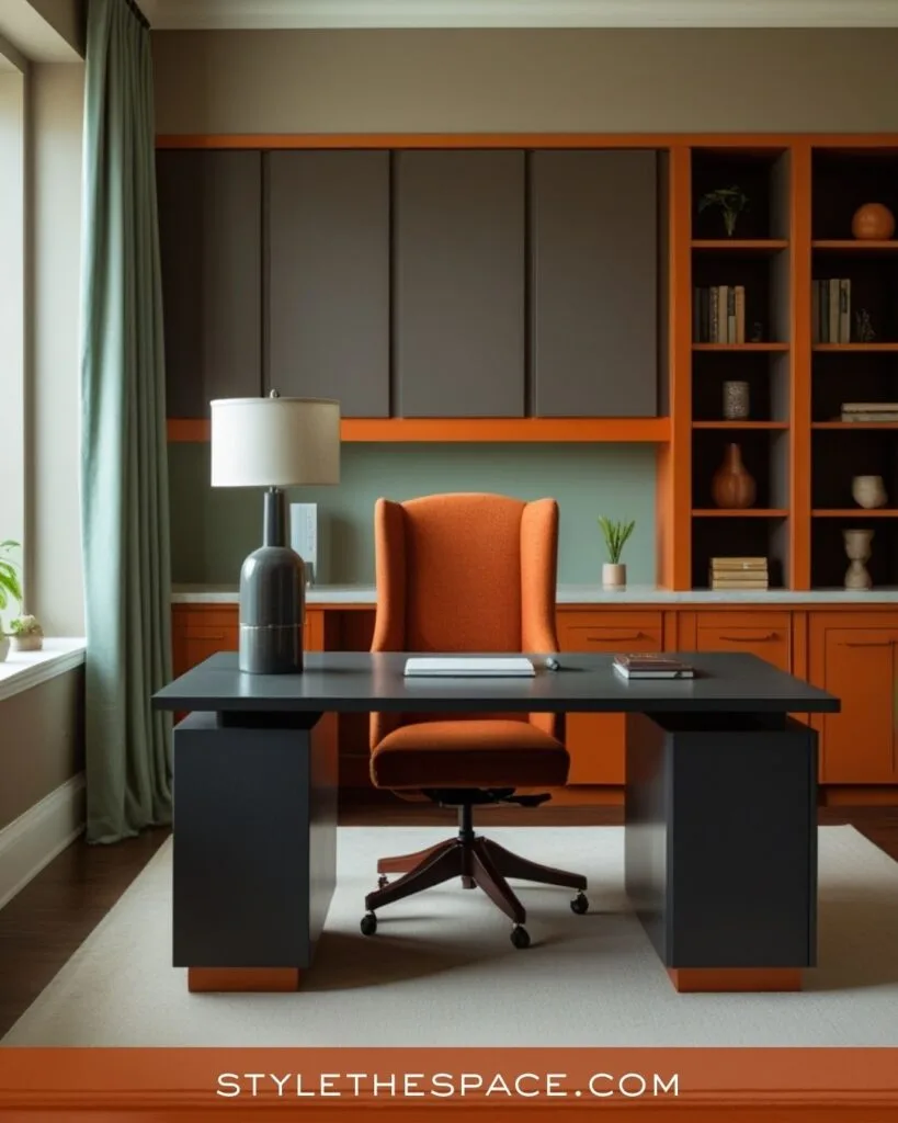 Modern Burnt Orange Executive Workspace