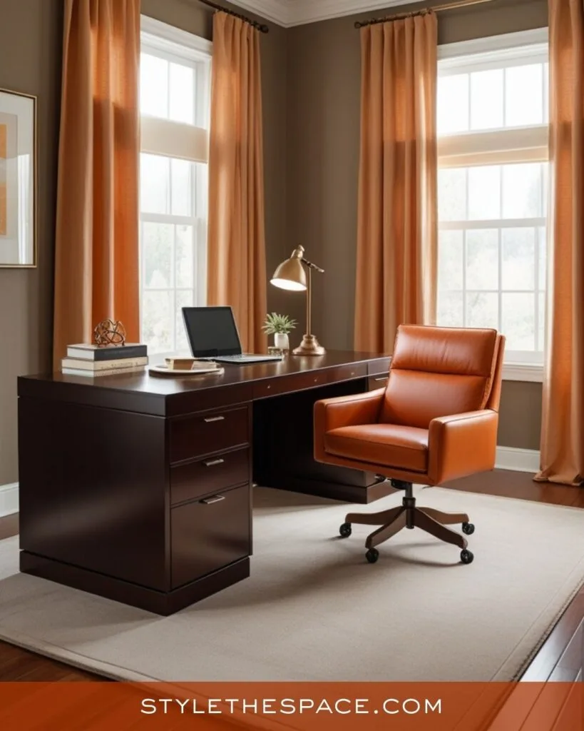 Classic Burnt Orange Office With Warm Neutrals