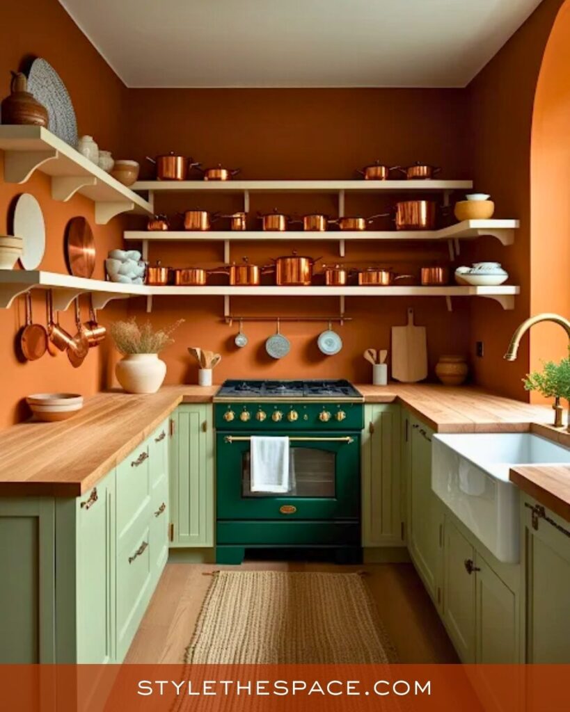 Burnt Orange and Sage Green Kitchen Inspiration