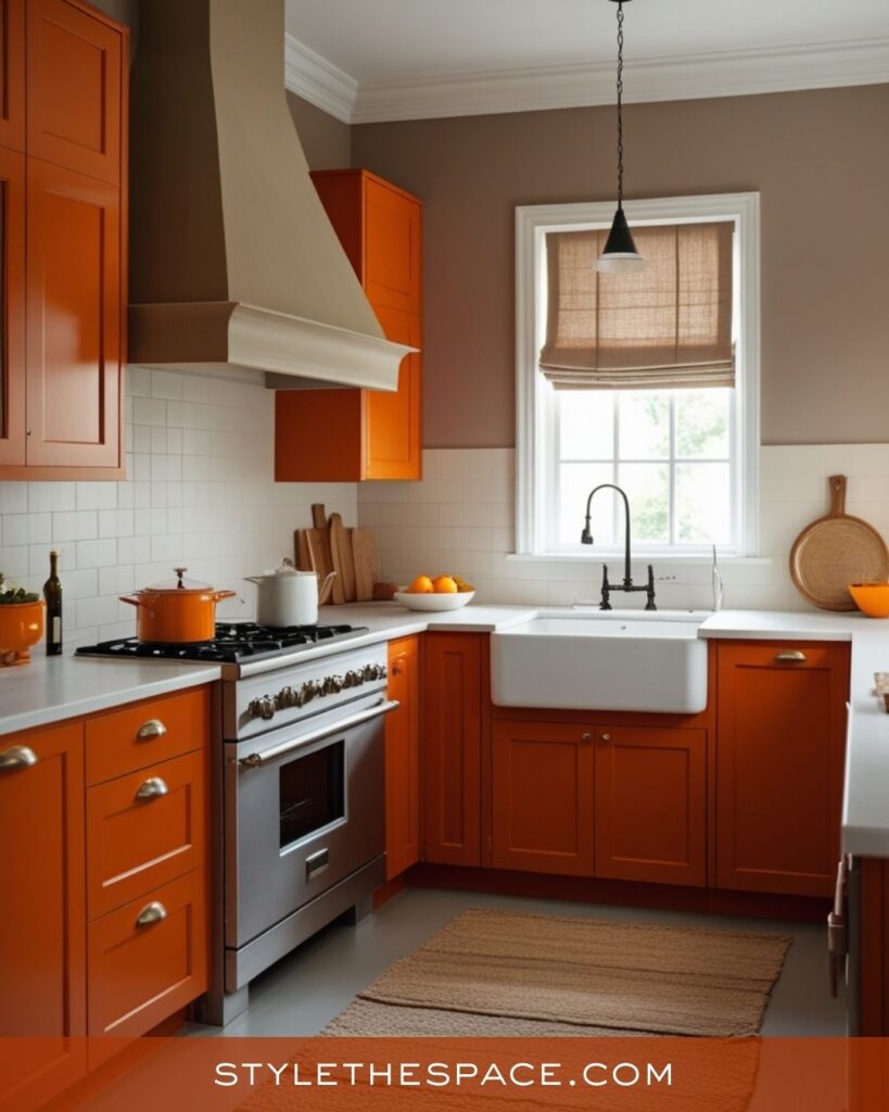 Warm Neutral and Burnt Orange Kitchen Style