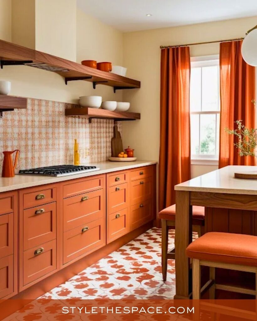 Patterned Burnt Orange Kitchen Design