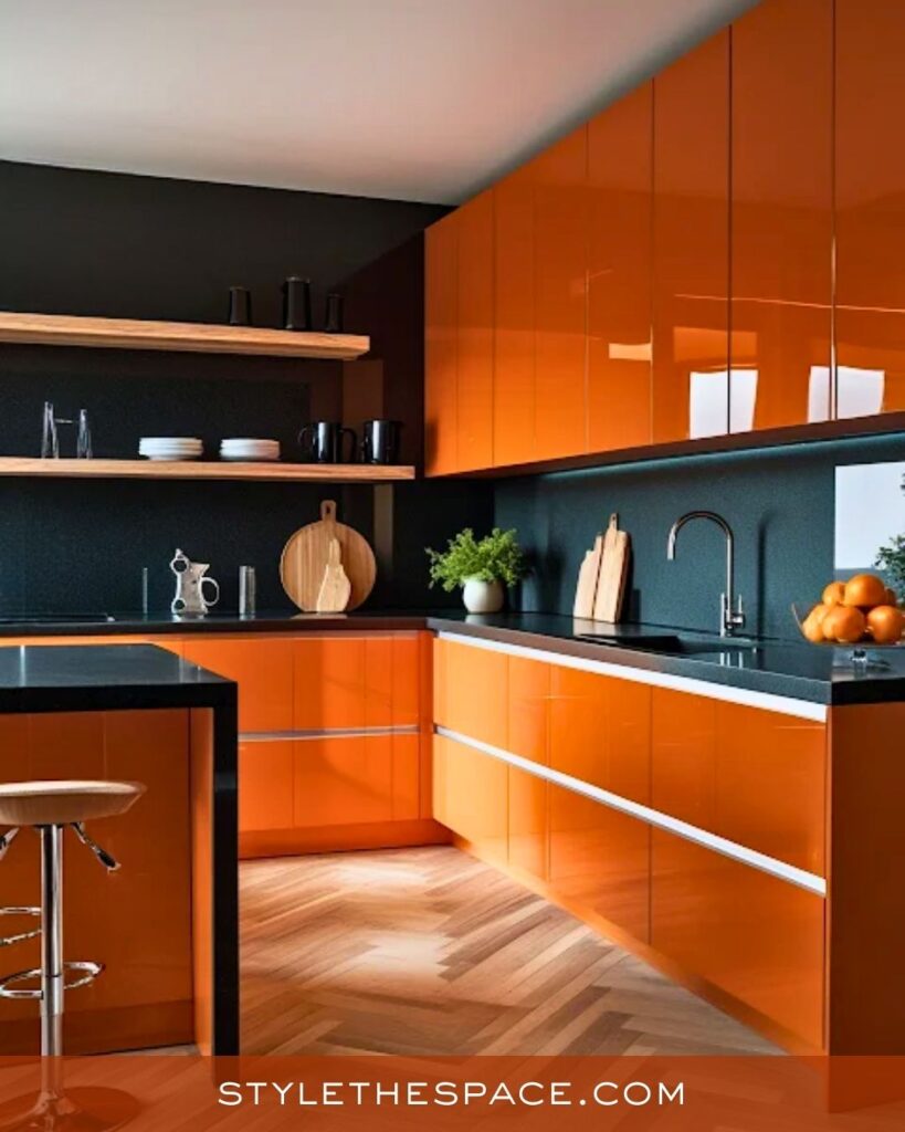 Modern Glossy Burnt Orange Kitchen
