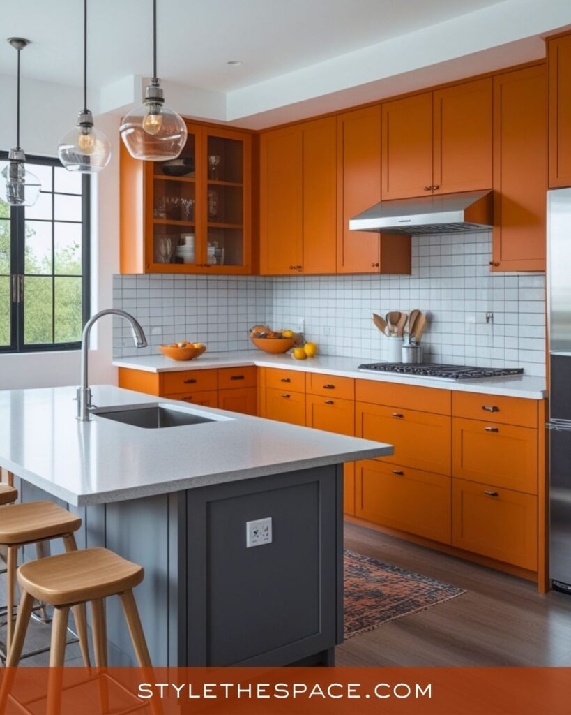 Fresh Burnt Orange Kitchen With Modern Accents