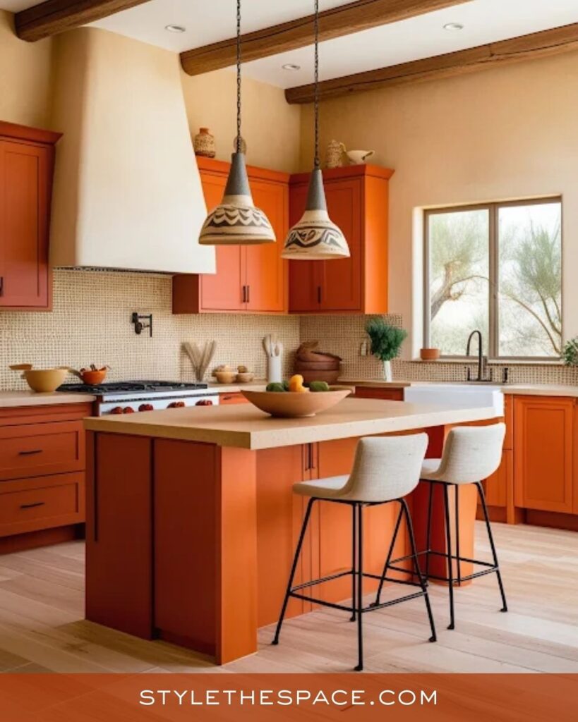 Warm Southwestern Burnt Orange Kitchen