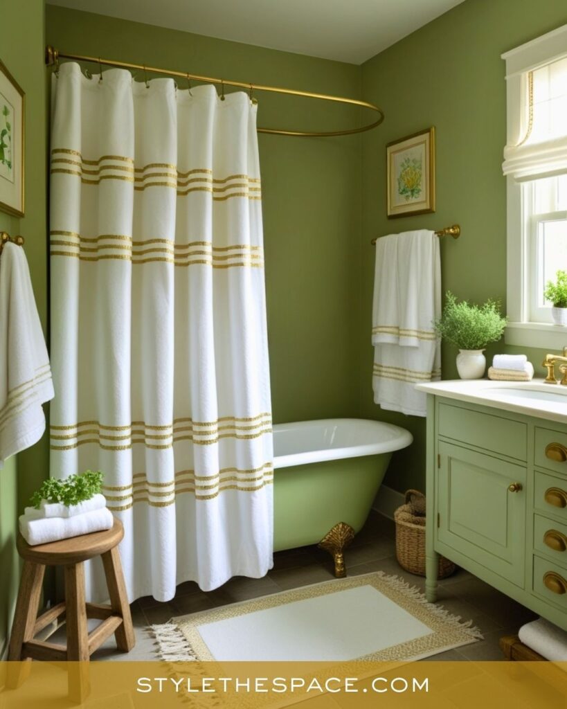 Cozy Green and Gold Bathroom with Classic Charm