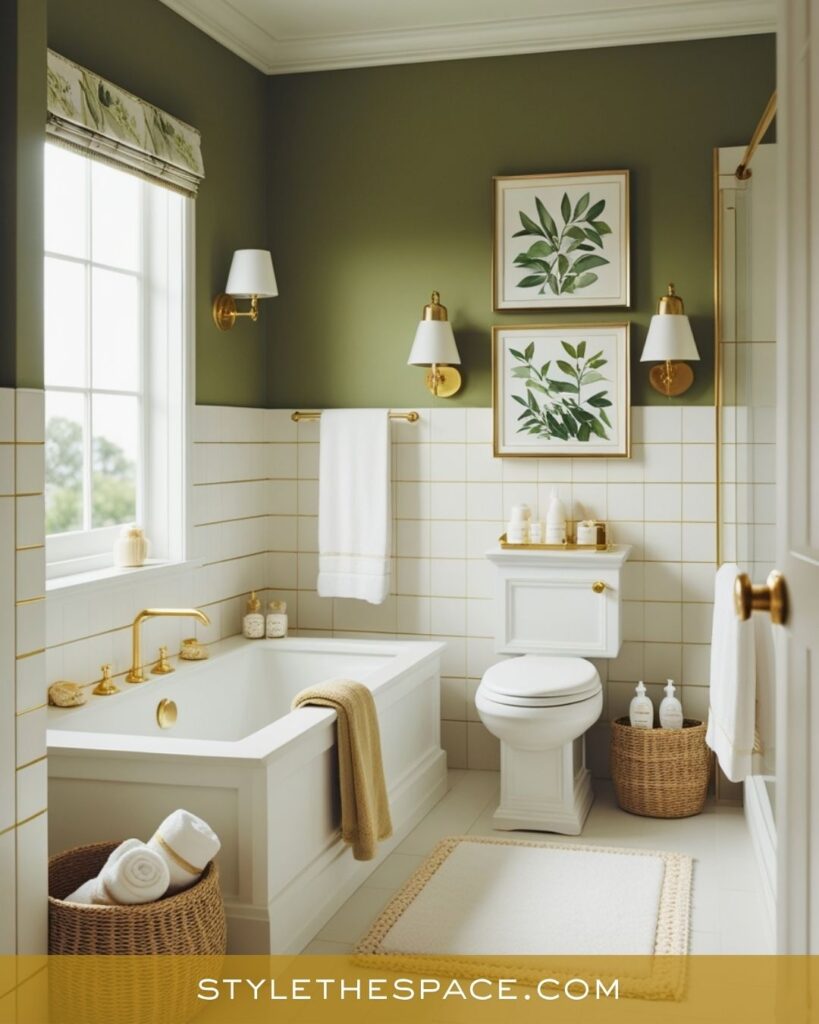 Classic Green and Gold Bathroom with Timeless Warmth