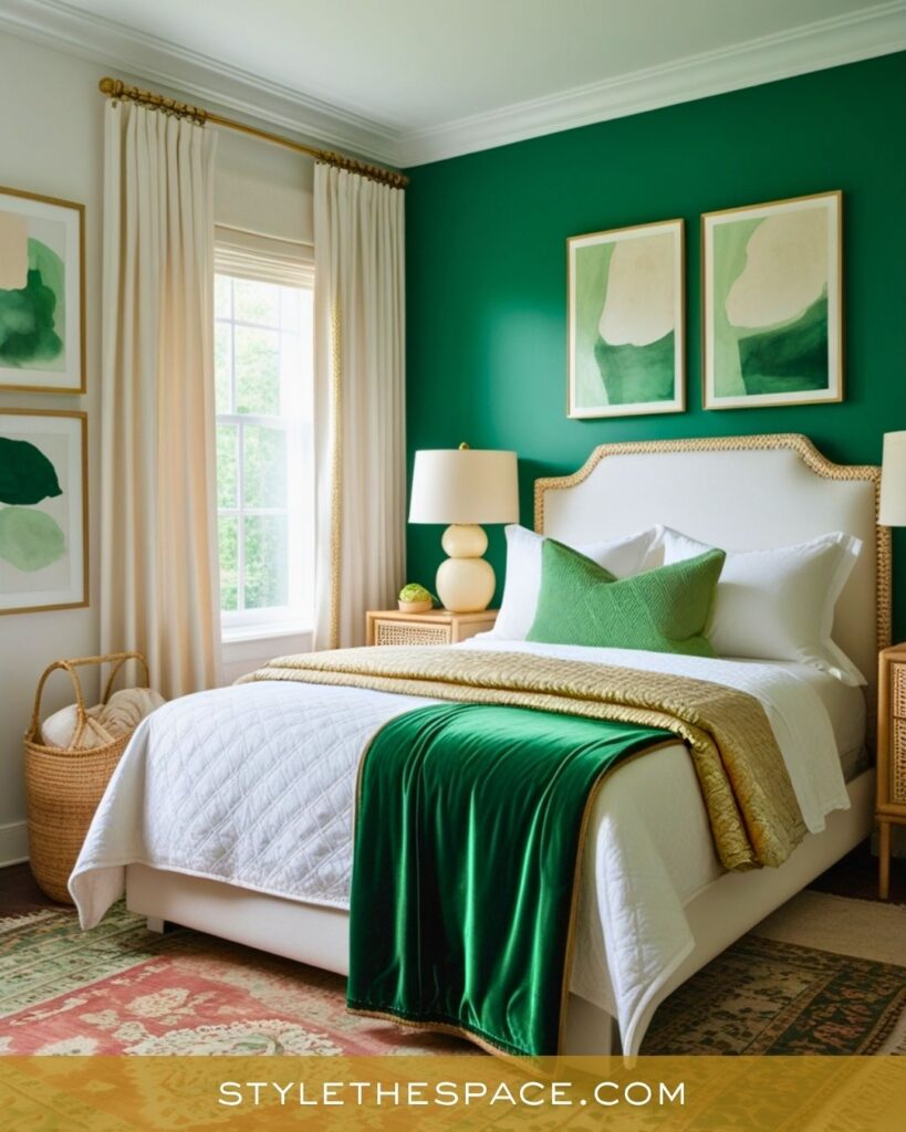 Modern Green and Gold Bedroom with Fresh Contemporary Style