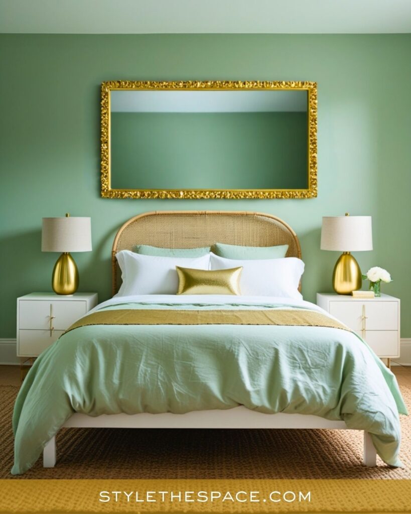 Modern Green and Gold Bedroom with Fresh Minimalist Style