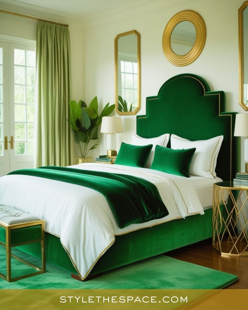 Elegant Green and Gold Bedroom