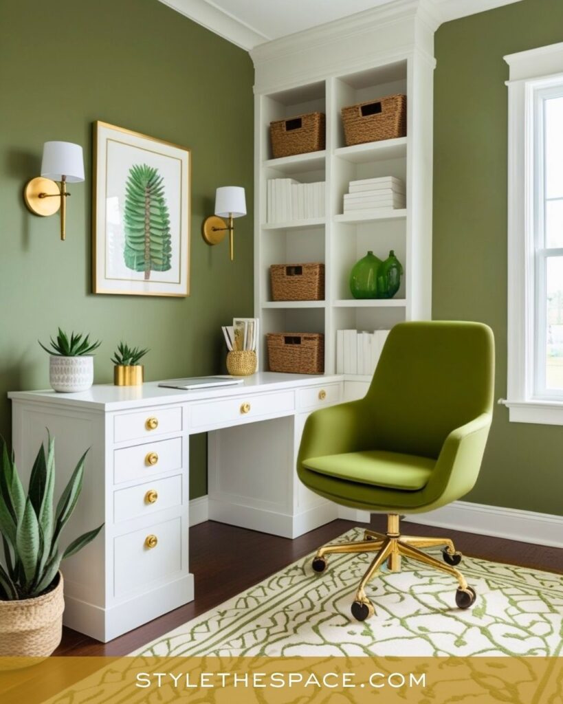 Fresh and Modern Green and Gold Home Office