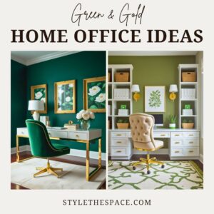 Green and Gold Home Office Ideas