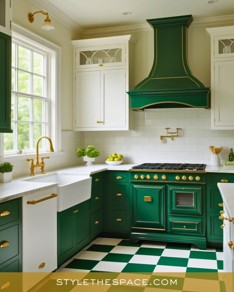 Timeless Green and Gold Kitchen Design