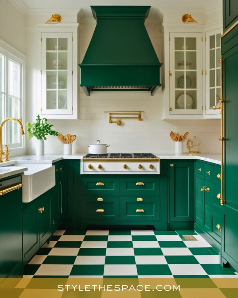 Elegant Green and Gold Kitchen