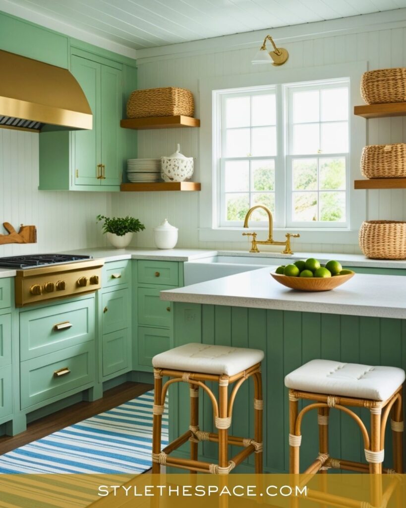 Coastal Mint Green and Gold Kitchen Style
