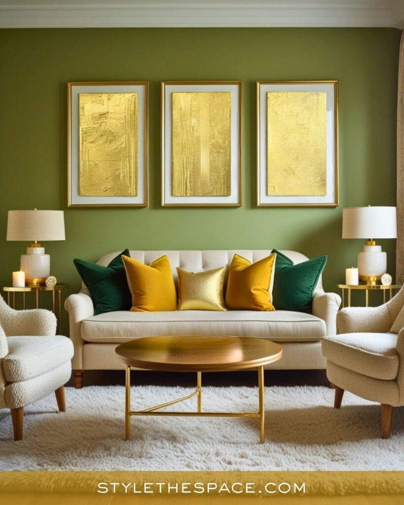 Inviting Green and Gold Living Room Style