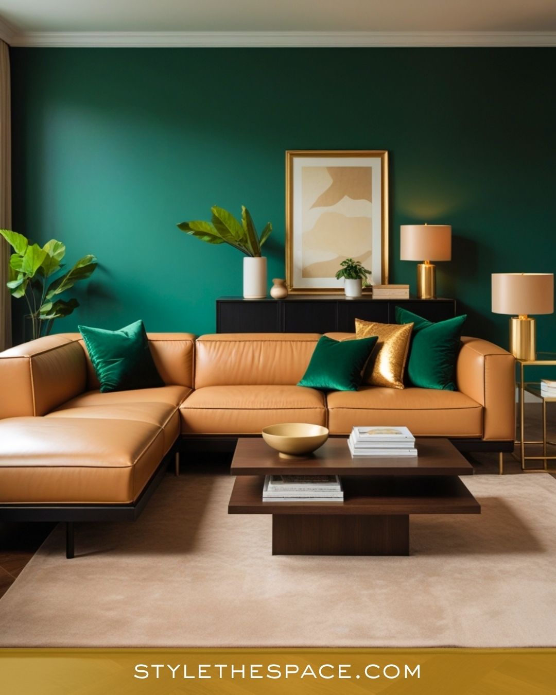 27 Stunning Green and Gold Living Room Ideas - Style The Space