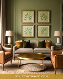 27 Stunning Green and Gold Living Room Ideas - Style The Space