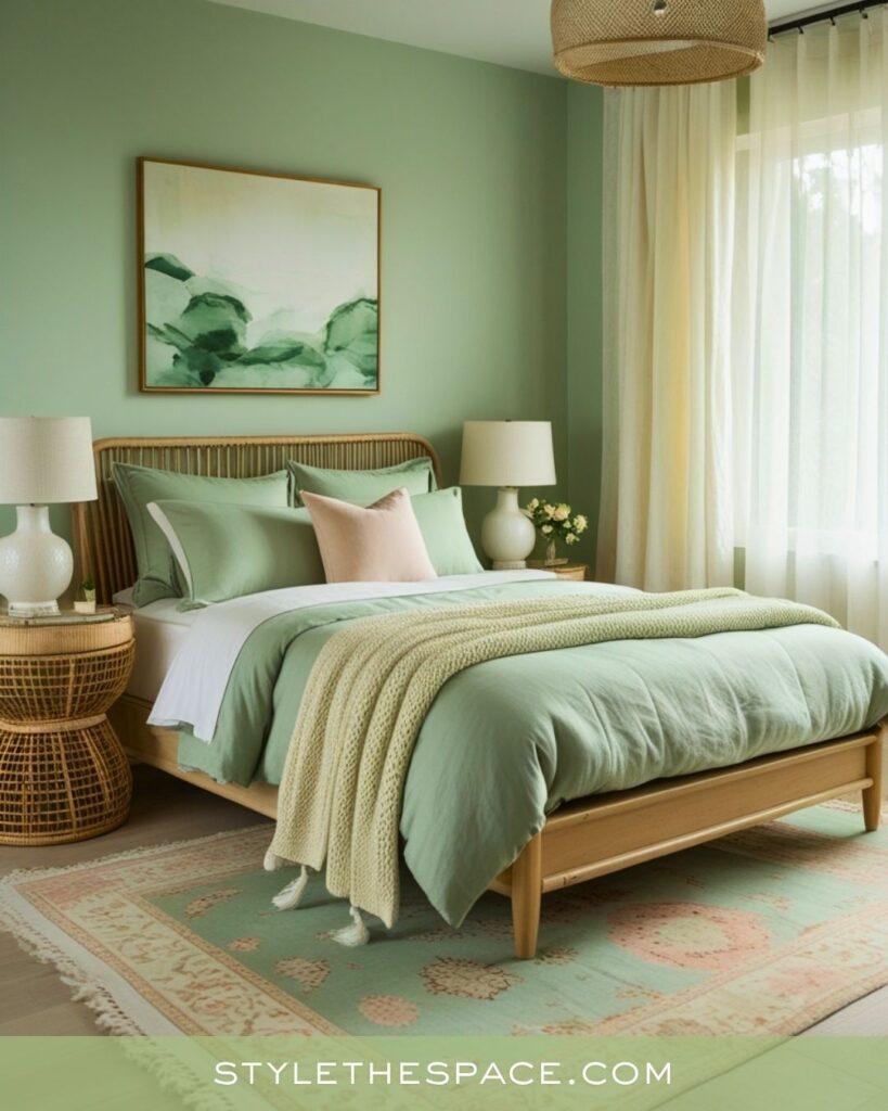 Soft Sage Green Bedroom With Natural, Relaxed Style