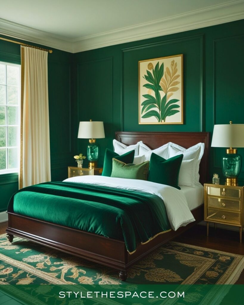 Deep Green Bedroom Elegance
