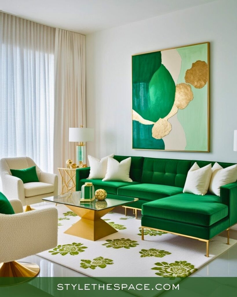Bright and Modern Green Living Room Inspiration