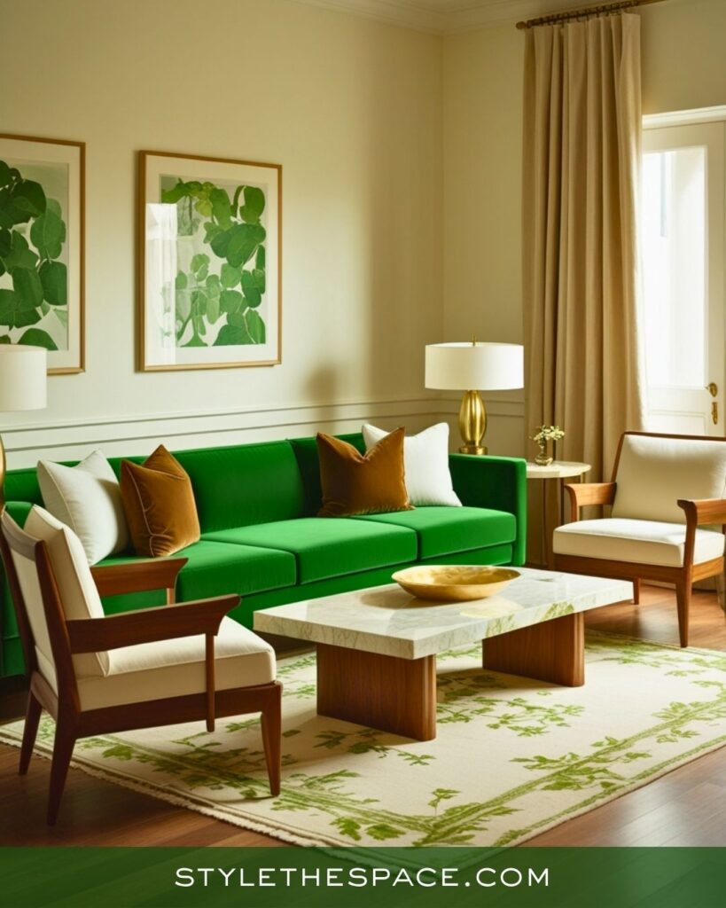 Fresh Green and Neutral Living Room Style