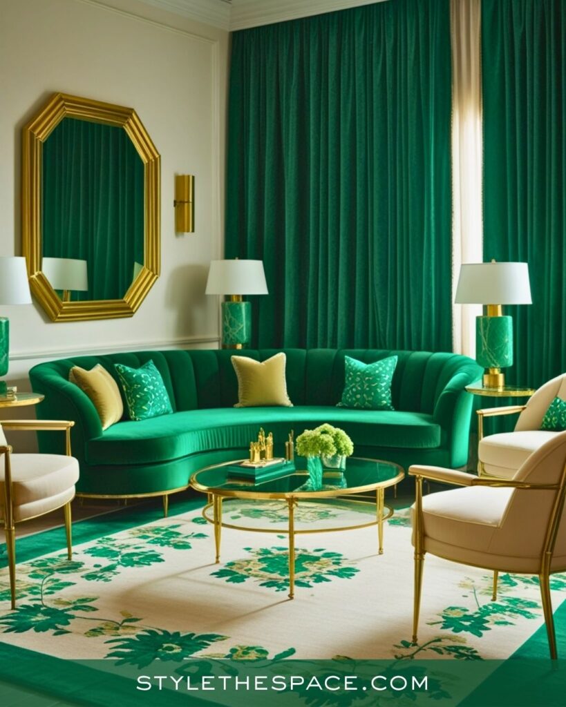 Glamorous Emerald Green Living Room Idea