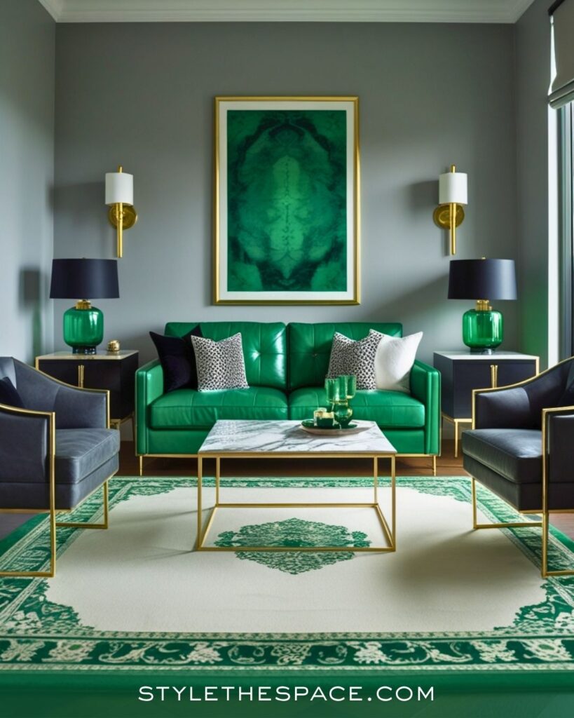 Modern Emerald and Gray Living Room Inspiration