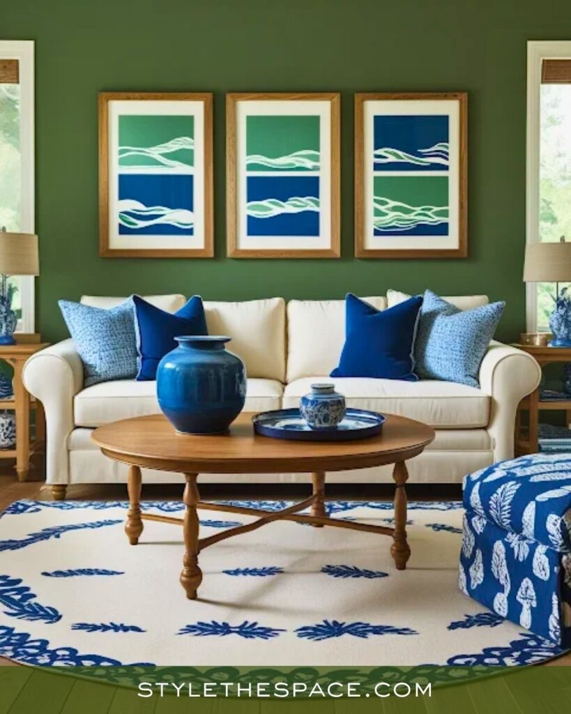 Green and Blue Coastal Living Room Inspiration