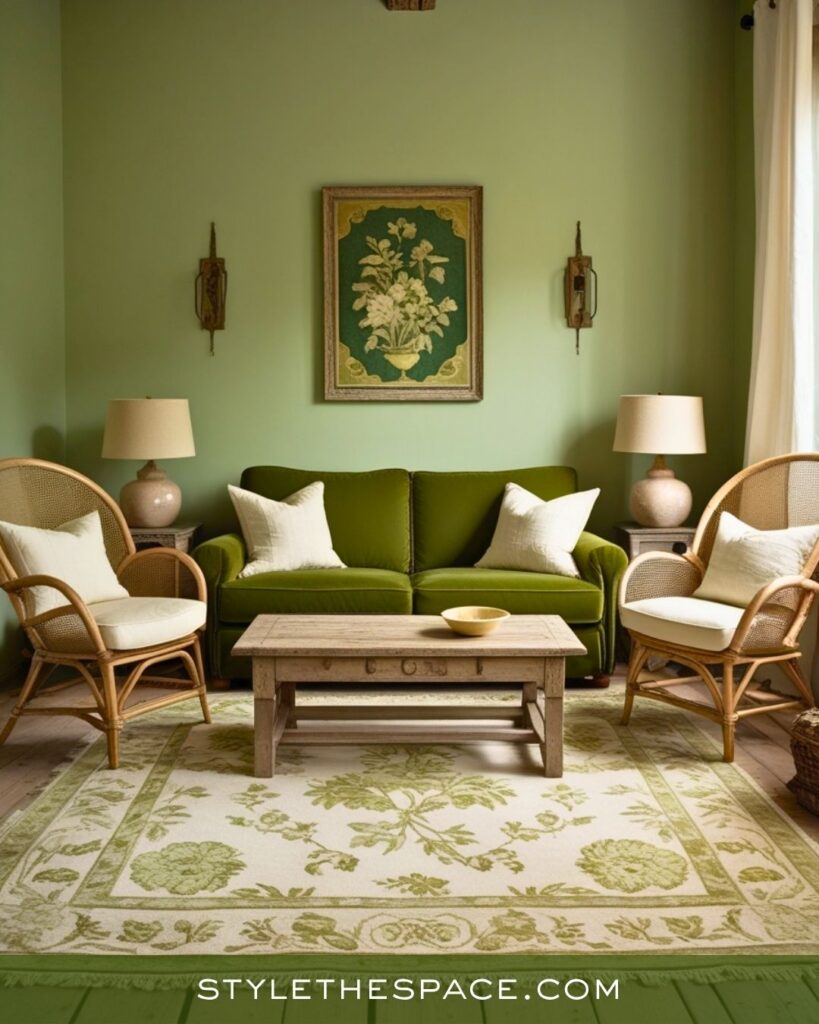 Soft Green Cottage-Style Living Room Inspiration