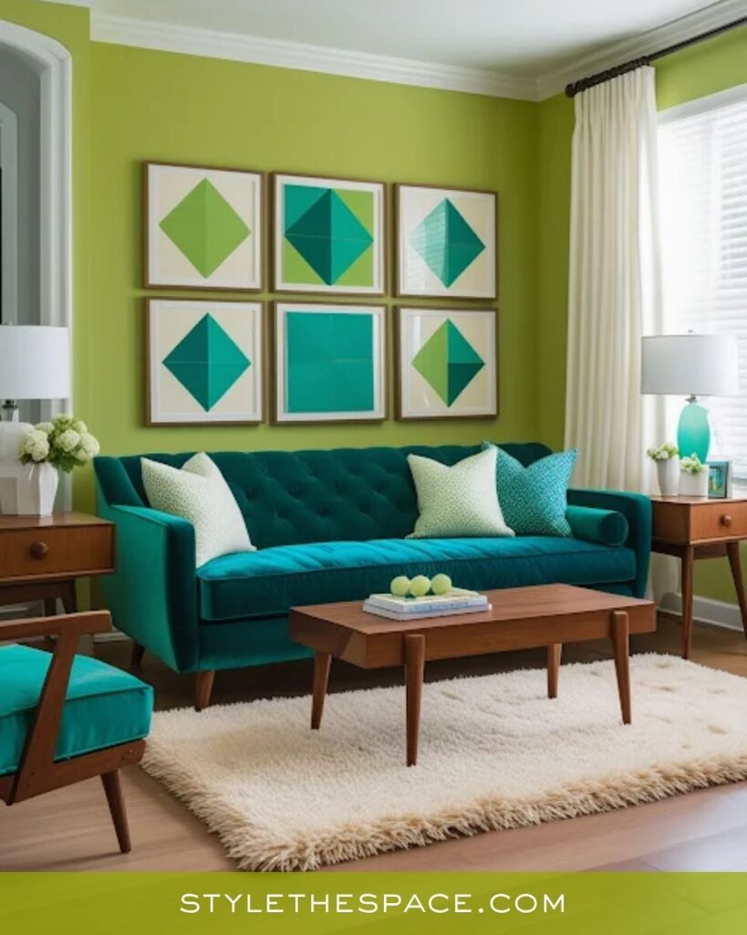 Fresh Mid-Century Green Living Room Idea