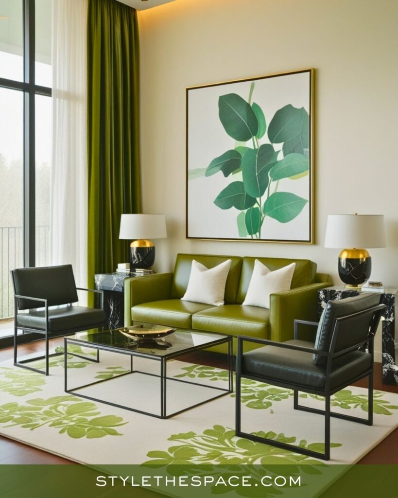 Modern Green and Black Living Room Look
