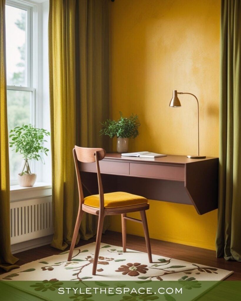 Minimal Mustard Yellow Olive Green and Deep Brown Office Style