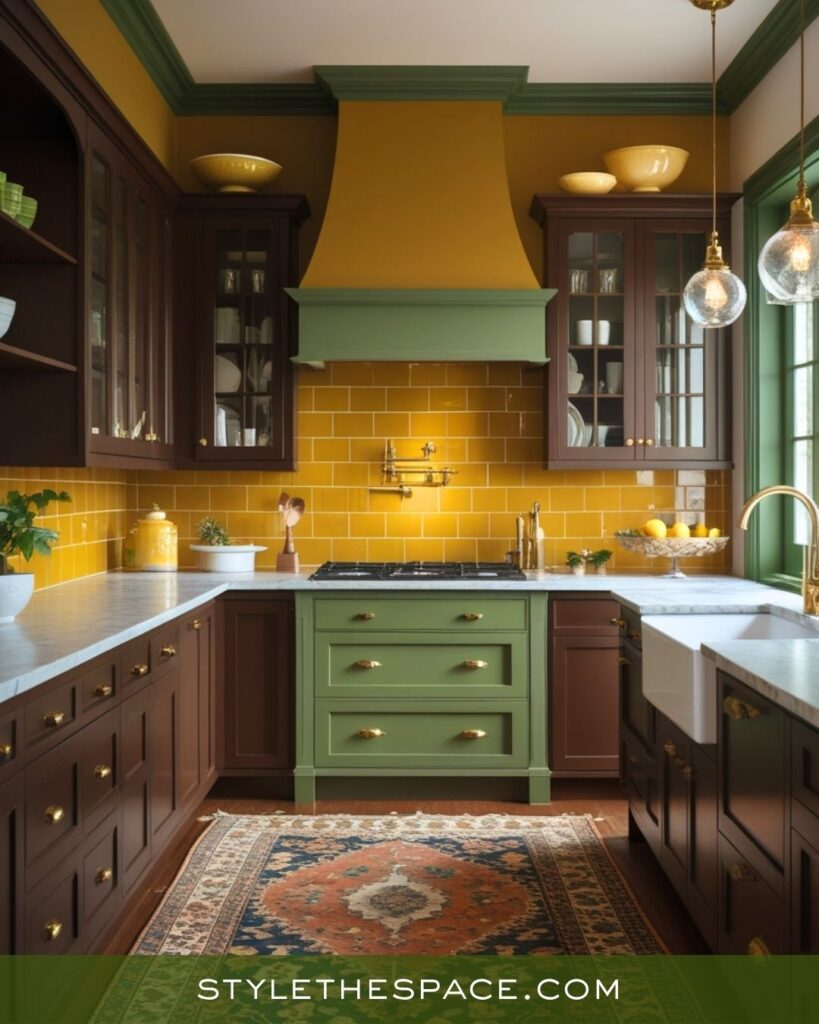 Classic Mustard, Olive, and Brown Kitchen Charm