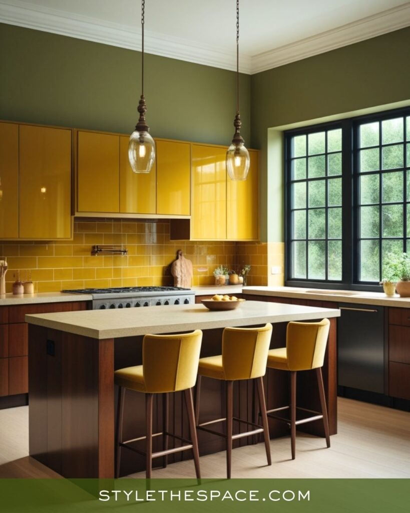 Modern Mustard, Olive, and Brown Kitchen Style