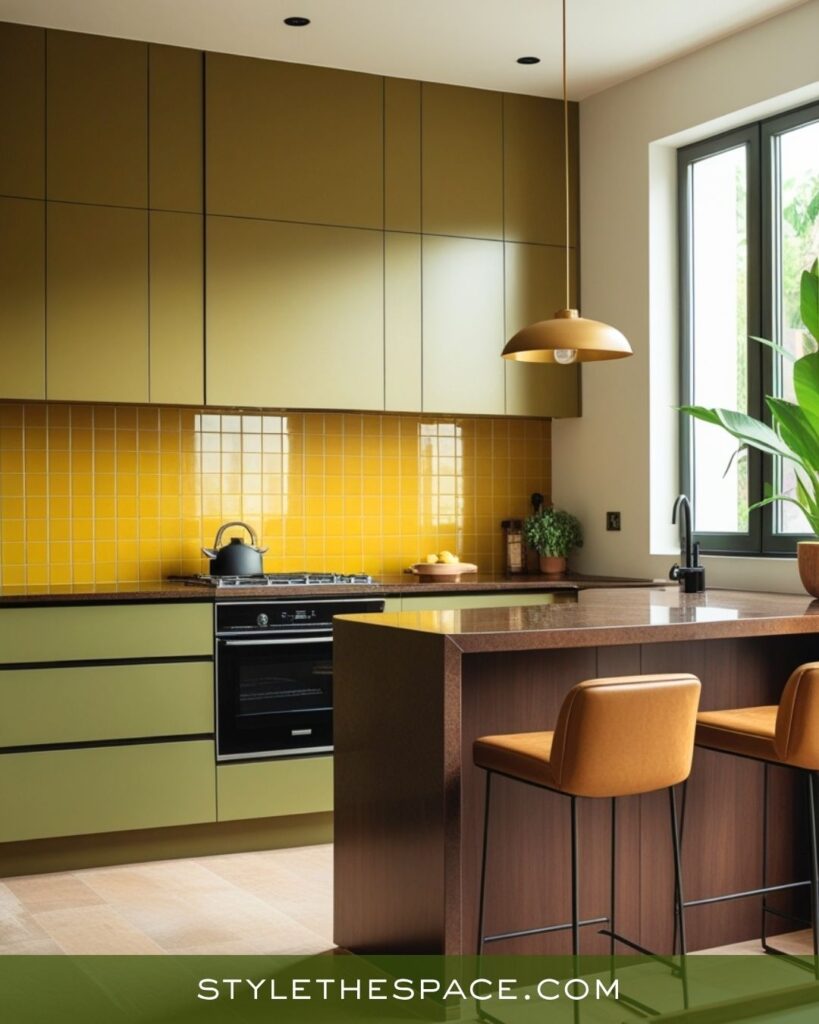 Warm Mustard, Olive, and Brown Kitchen Style