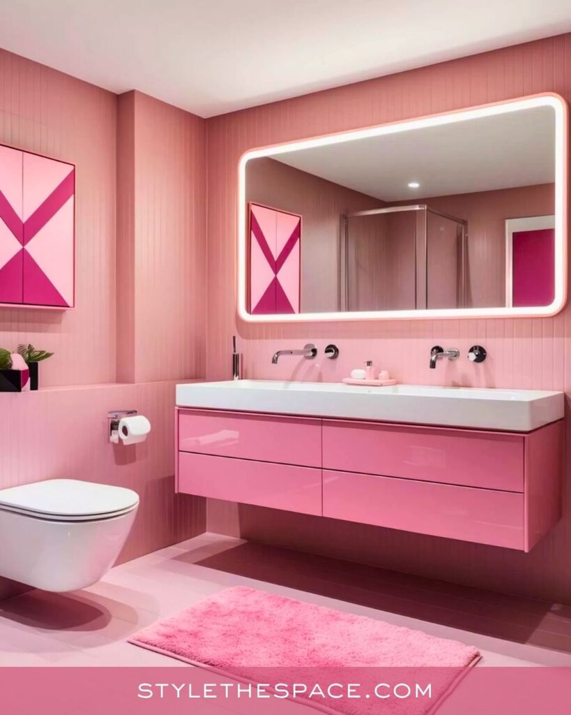 Sleek Modern Pink Bathroom Design