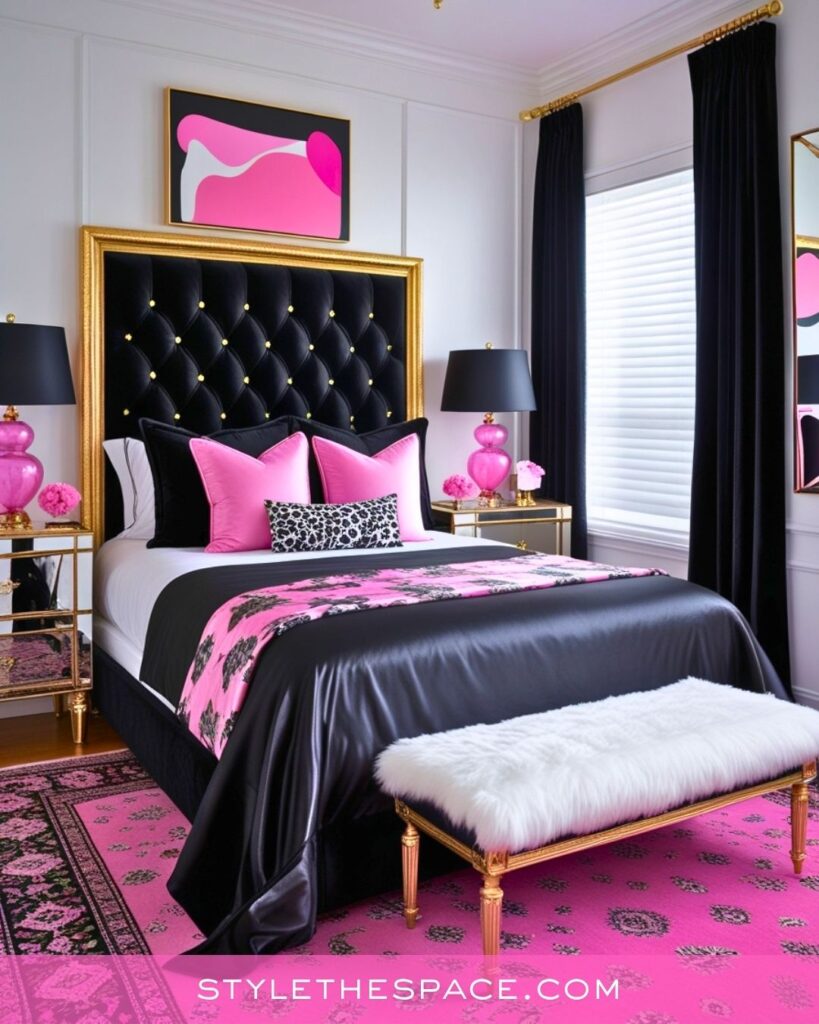Bold Pink and Black Bedroom Style