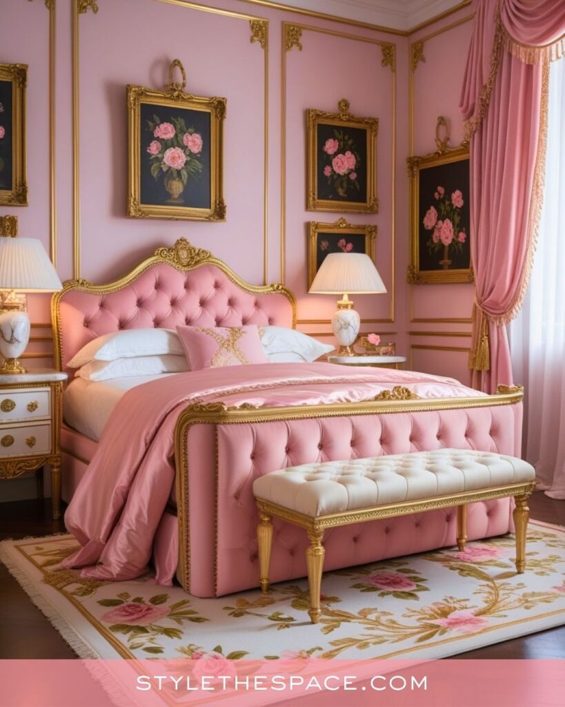 Romantic Blush and Gold French-Inspired Bedroom