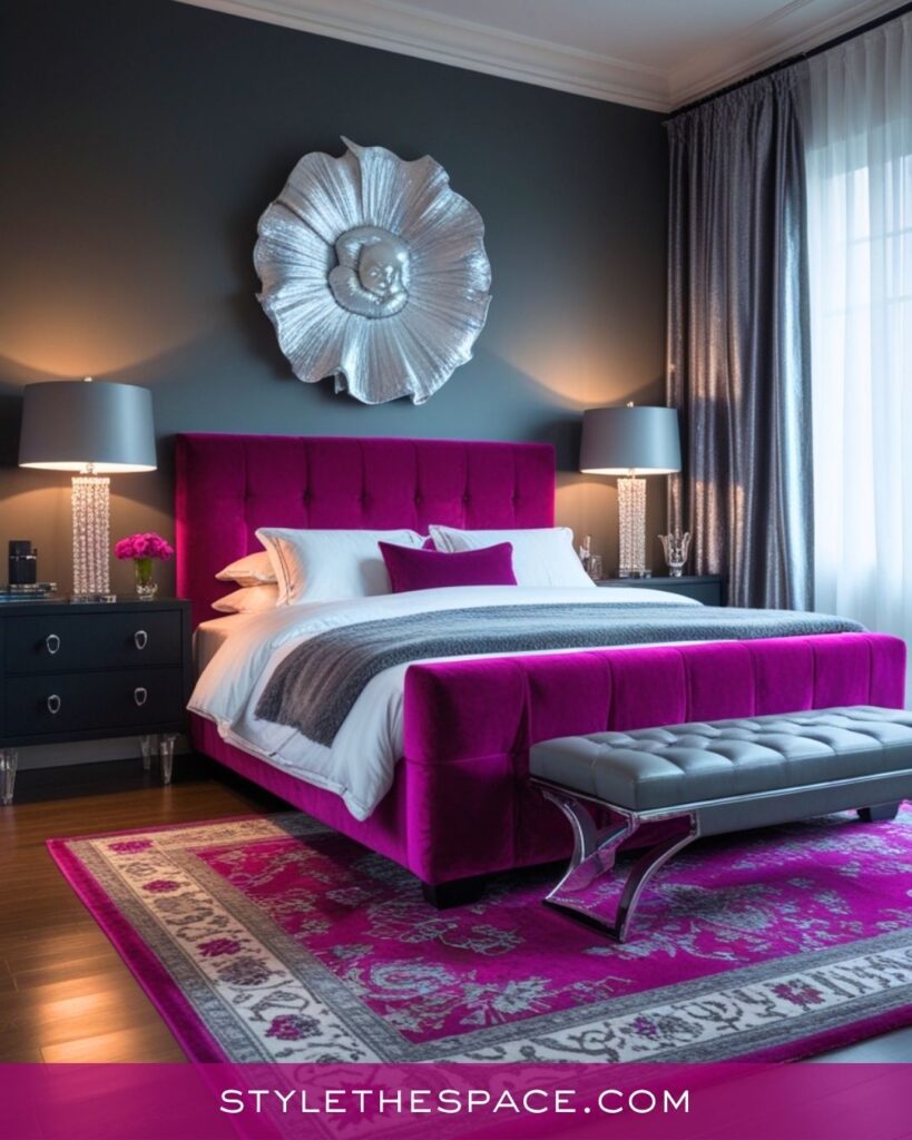Modern Fuchsia and Silver Bedroom Style