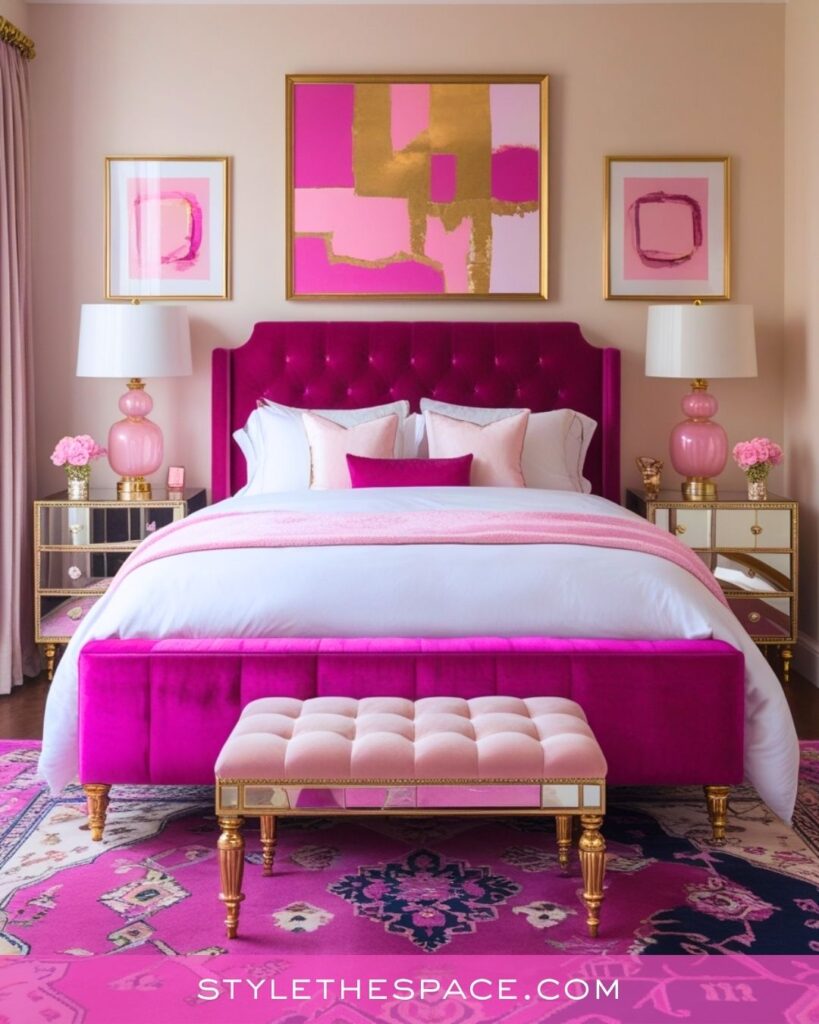 Chic Pink and Gold Bedroom Design