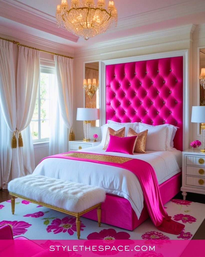 Glam Hot Pink and Gold Bedroom Inspiration