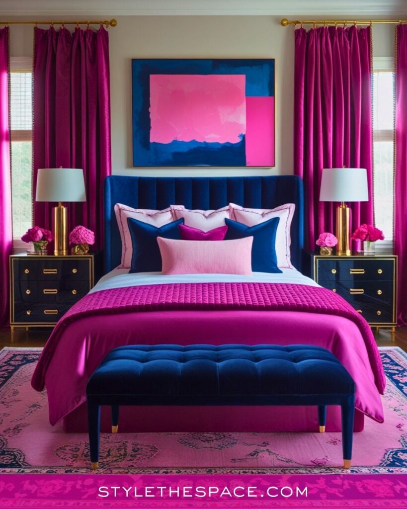 Bold Pink and Navy Bedroom Inspiration