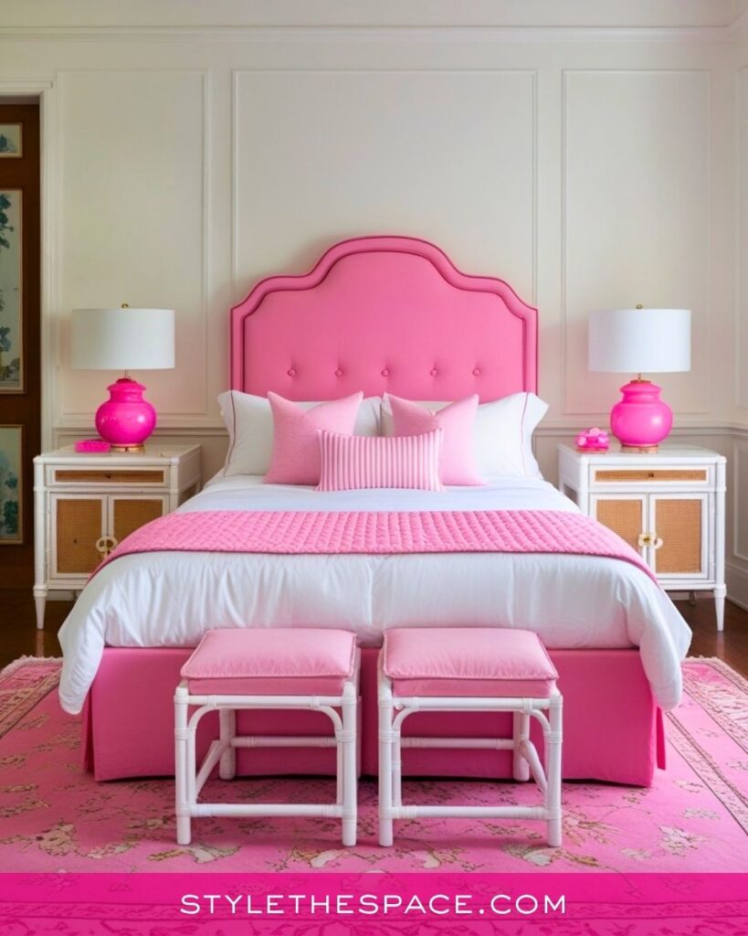 Bright and Playful Pink Bedroom Design