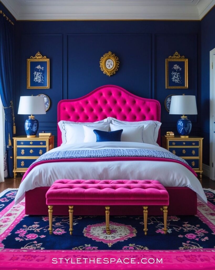 Classic Navy and Hot Pink Bedroom Inspiration